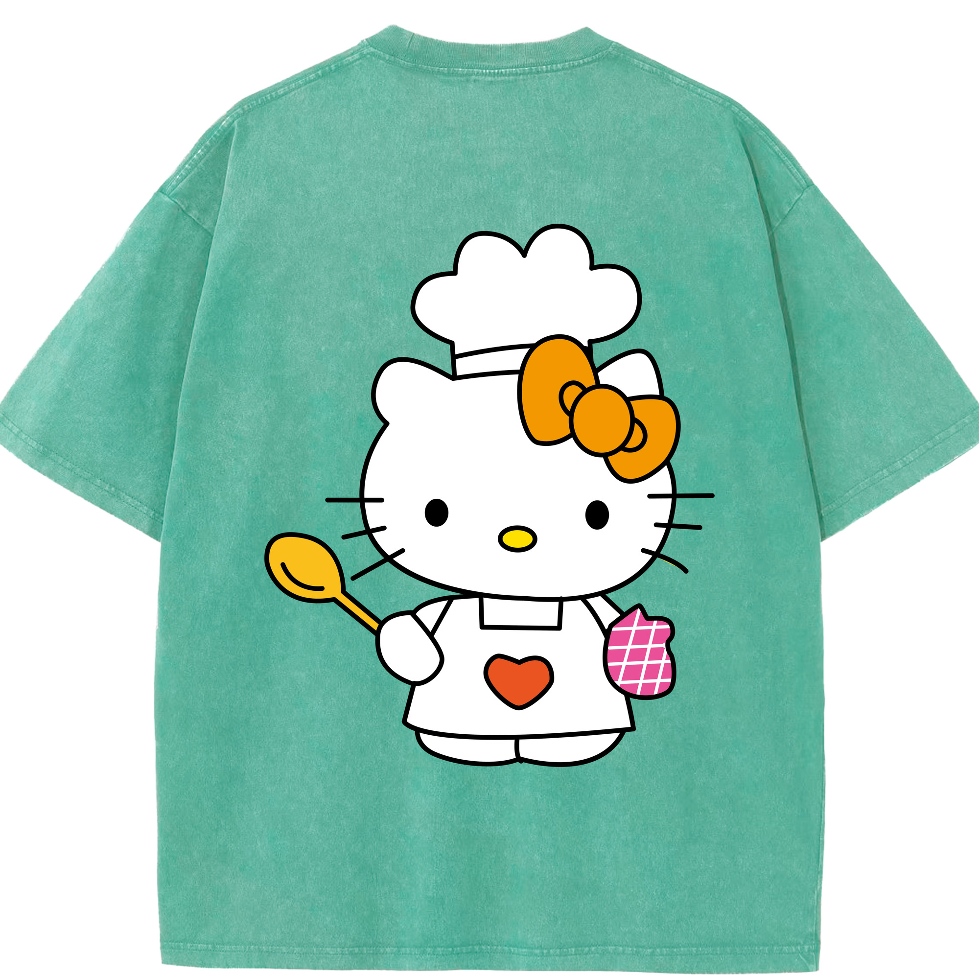 （画像用） Hello Kitty ハローキティ 綿100% ヴィンテージ風 半袖Tシャツ（背面プリント）